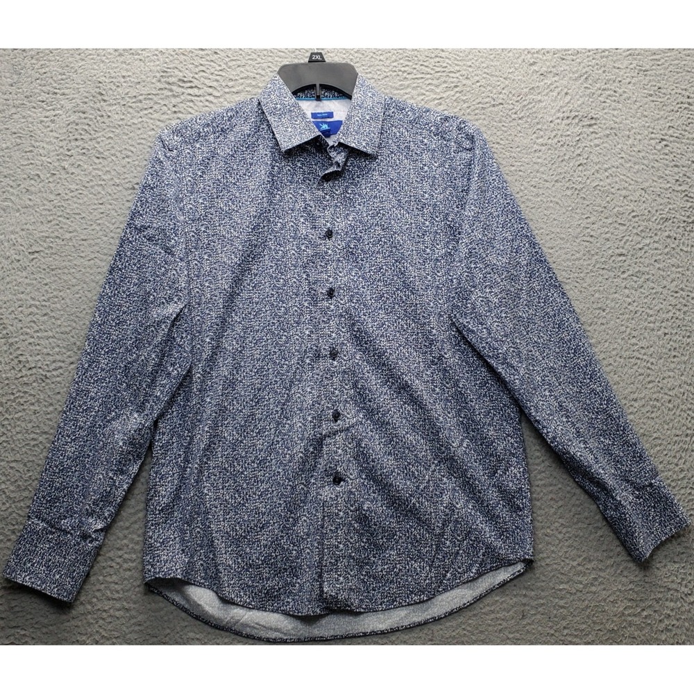Egara Shirt Mens Medium Multi Geo Print Non-Iron Long Sleeve Collared Button-Up